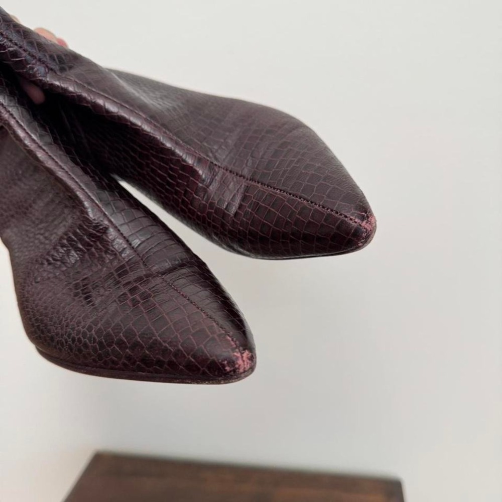Vince Burgundy Python Ankle Boot Size 5 Snake Rep… - image 5